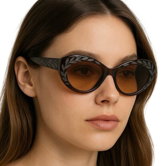 Judith Leiber Vintage Frosted Etched Rhinestone Sunglass FRAMES Rounded Cat Eye - Picture 1 of 15